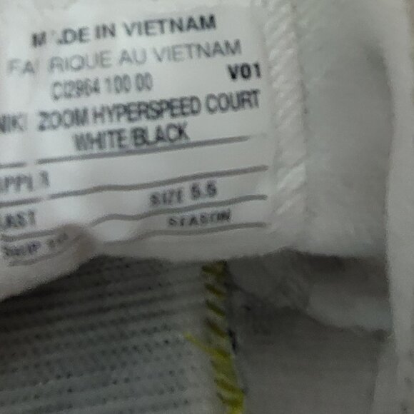 Nike Shoes Zoom Hyperspeed Court White Black women's 5.5 Volleyball *no insoles - Picture 4 of 7
